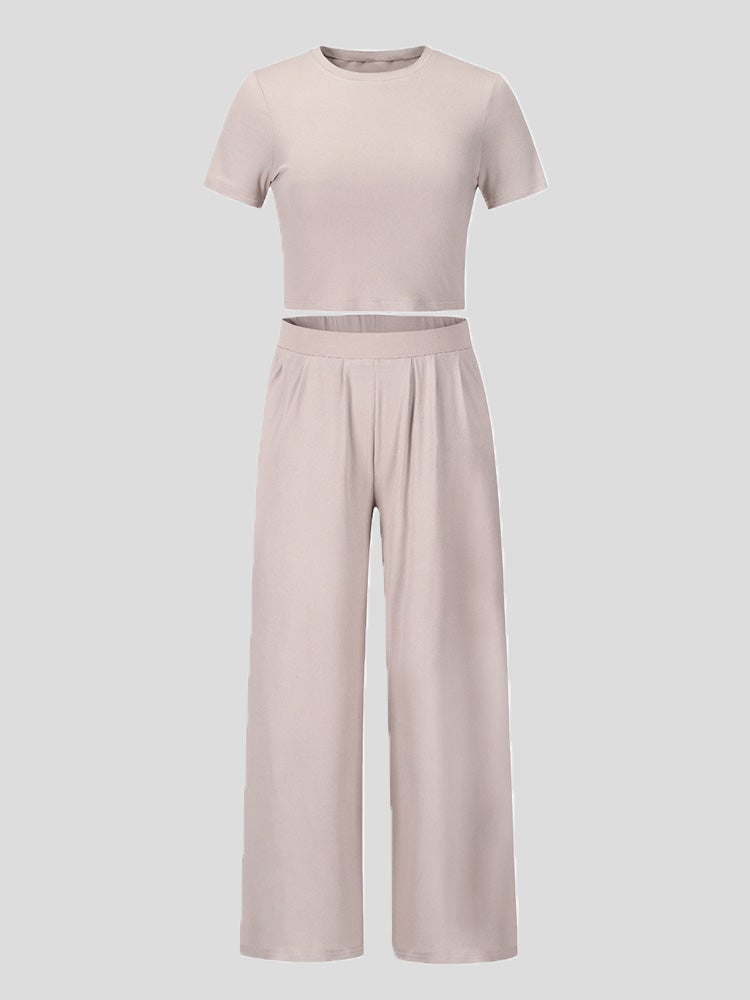 Women's Sets Short Sleeve Trousers Casual Two-Piece Suit