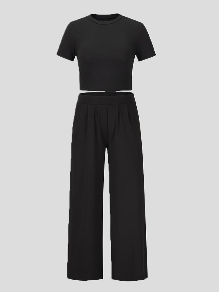 Women's Sets Short Sleeve Trousers Casual Two-Piece Suit