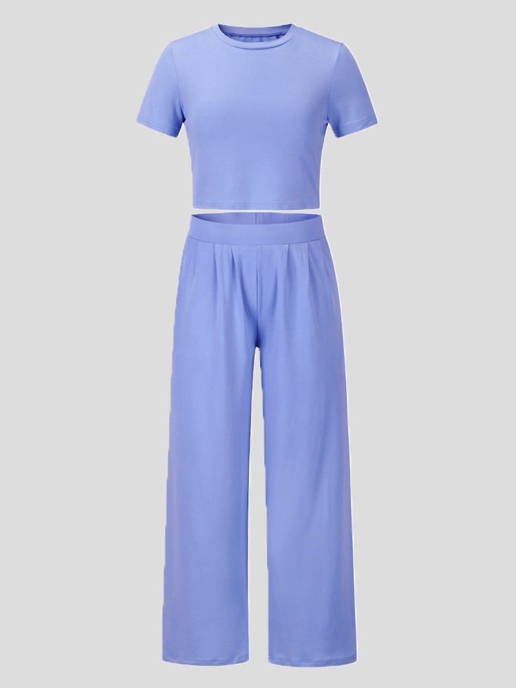 Women's Sets Short Sleeve Trousers Casual Two-Piece Suit