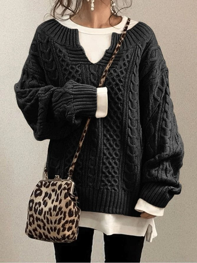 Women's Sweaters Hemp Pattern Casual Knitted Sweater