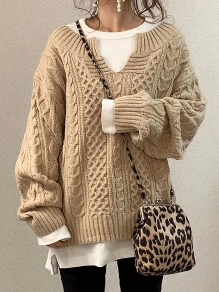 Women's Sweaters Hemp Pattern Casual Knitted Sweater