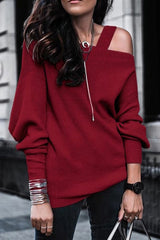 Cold Shoulder Casual Knit Sweatshirt